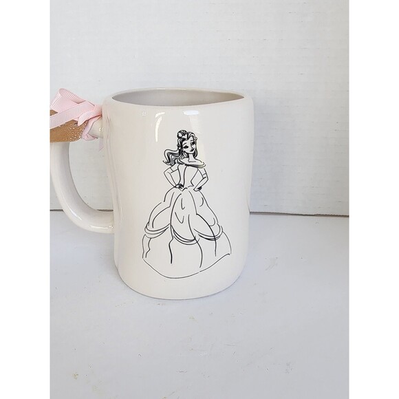 Rae Dunn Disney Ceramic Mug BELLE Princess LOVE STORY Double Sided Artesian New - Picture 3 of 9